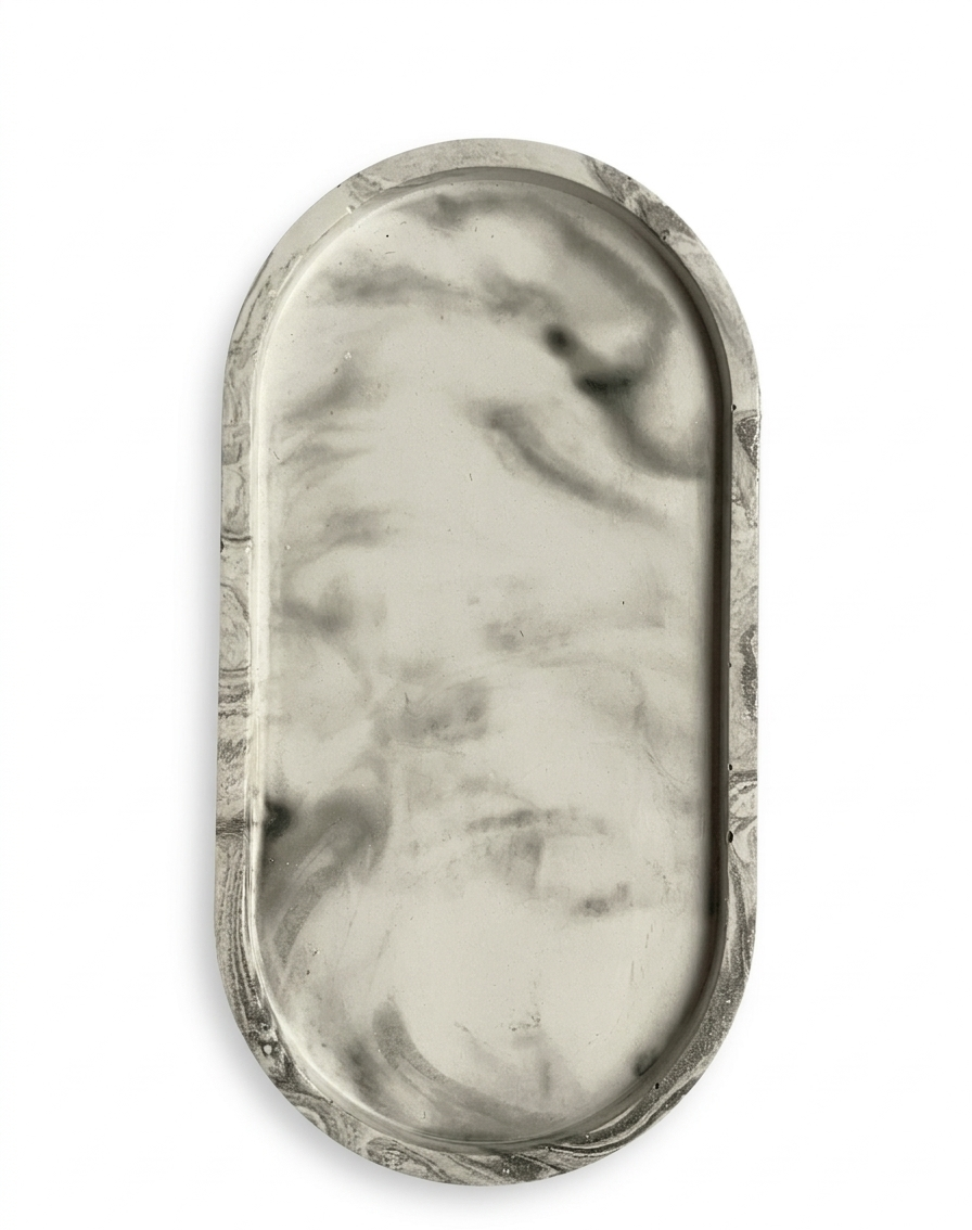 Detalle marmoleado negro en bandeja